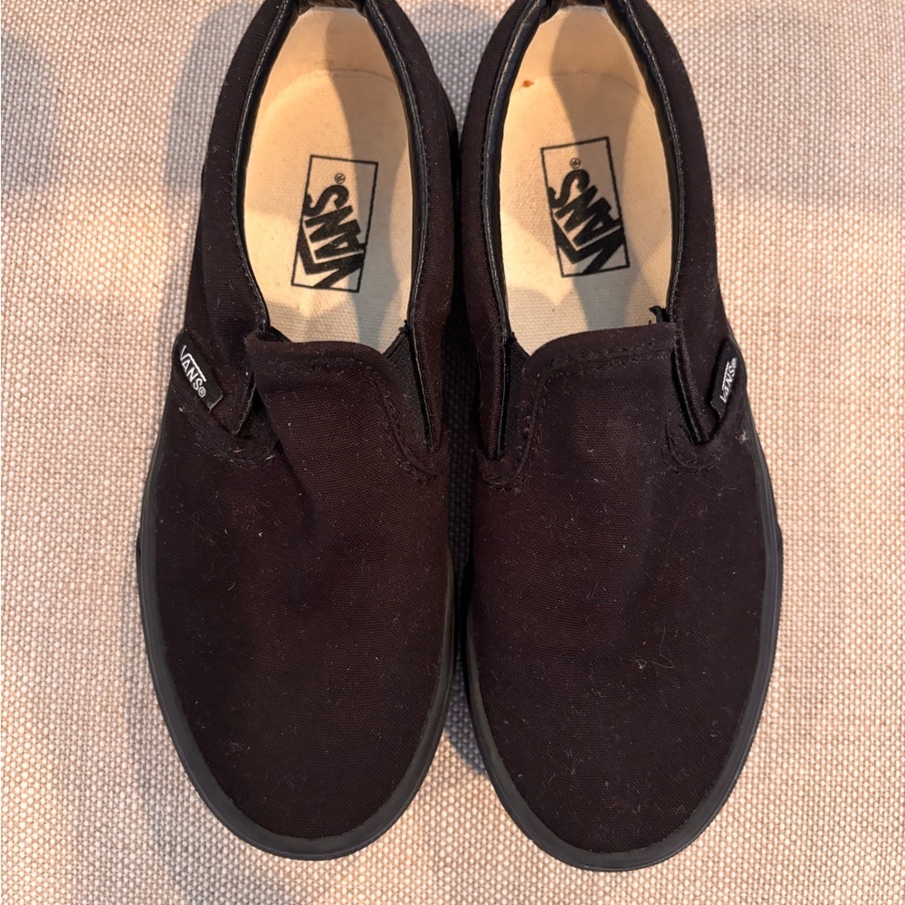 Vans Kids Black Canvas Slip-On Sneakers